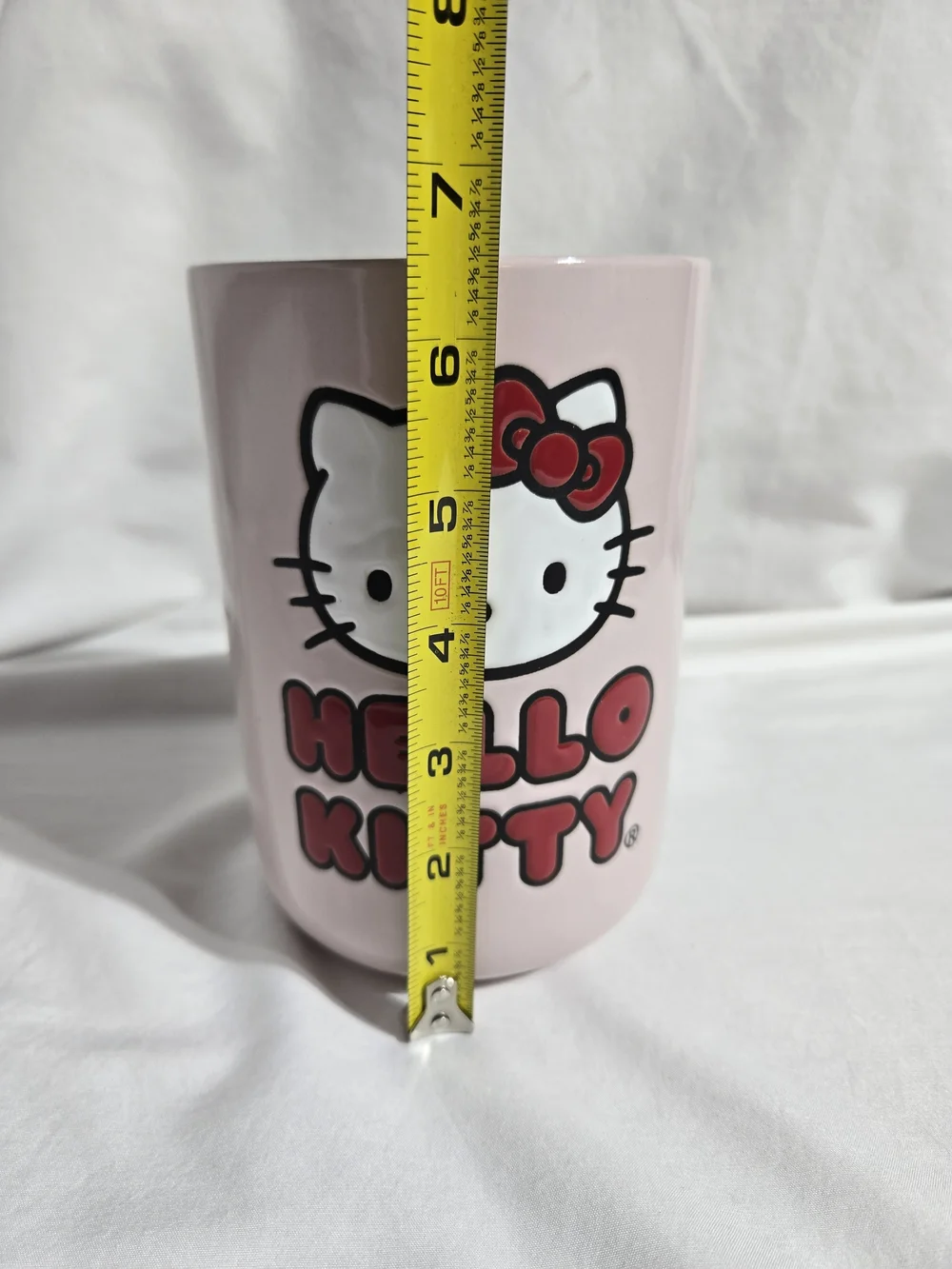 Hello Kitty Jumbo Pink Ceramic Kitchen Utensil Crock Cookie Jar-NO LID